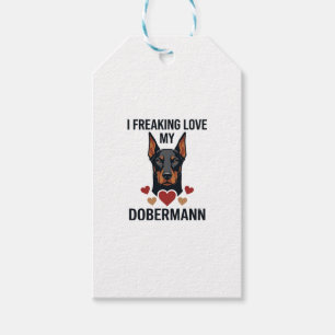 Dobermann Hund mit roten Herzen_1 Geschenkanhänger