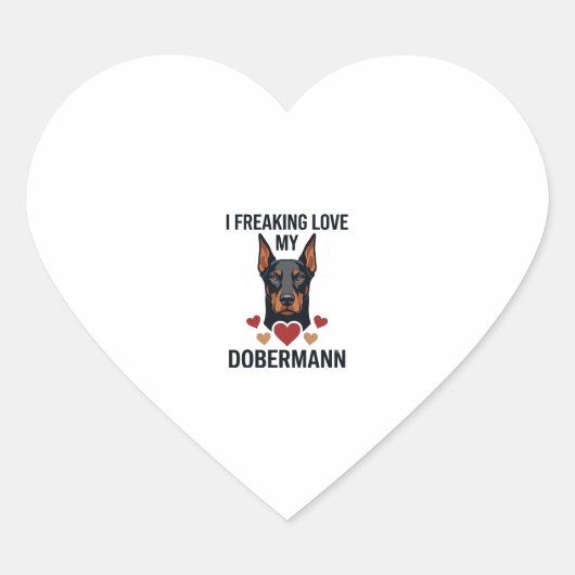 Dobermann Hund mit roten Herzen_1 Herz-Aufkleber (Vorderseite)