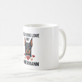 Dobermann Hund mit roten Herzen_1 Kaffeetasse (VorderseiteRechts)