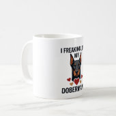 Dobermann Hund mit roten Herzen_1 Kaffeetasse (Vorderseite Links)