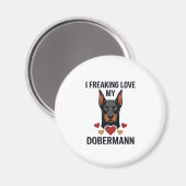 Dobermann Hund mit roten Herzen_1 Magnet (Vorderseite/Rückseite)