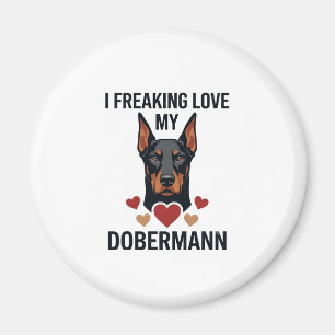 Dobermann Hund mit roten Herzen_1 Magnet