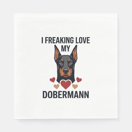 Dobermann Hund mit roten Herzen_1 Serviette (Vorderseite)