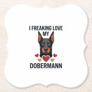 Dobermann Hund mit roten Herzen_1 Untersetzer