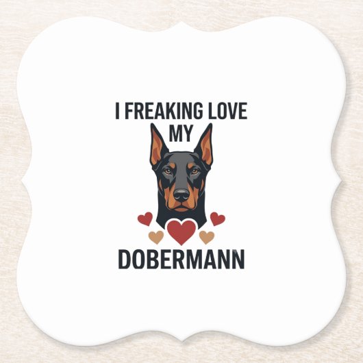 Dobermann Hund mit roten Herzen_1 Untersetzer (Vorderseite)