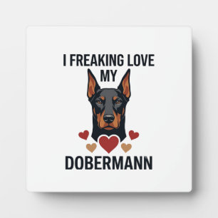 Dobermann Hund rote Herzen lieben_1 Fotoplatte