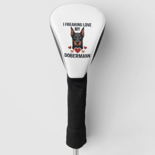 Dobermann Hund rote Herzen lieben_1 Golf Headcover
