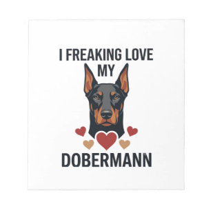 Dobermann Hund rote Herzen lieben_1 Notizblock