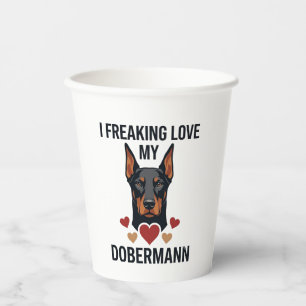 Dobermann Hund rote Herzen lieben_1 Pappbecher