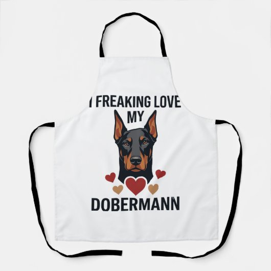 Dobermann Hund rote Herzen lieben_1 Schürze (Vorderseite)