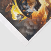 Dobermann Hund Schauspiel als Feuerwehrmann - Seidenpapier (Ausschnitt)