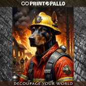 Dobermann Hund Schauspiel als Feuerwehrmann - Seidenpapier