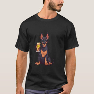 Dobermann-Hund trinkt Bier Comic T-Shirt