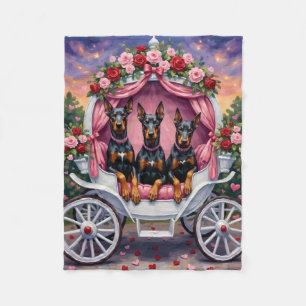 Dobermann Hund Valentinstag Fleecedecke