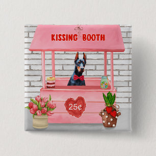 Dobermann-Hund Valentinstag Kussstand Button
