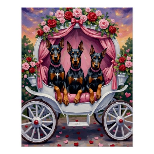 Dobermann Hund Valentinstag Poster (Vorderseite)