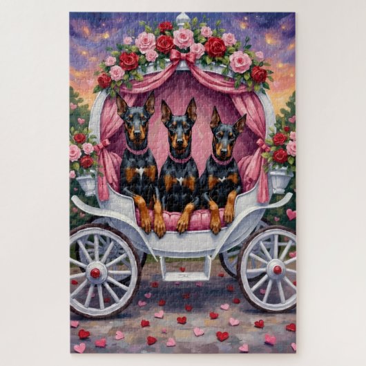 Dobermann Hund Valentinstag Puzzle (Vertikal)