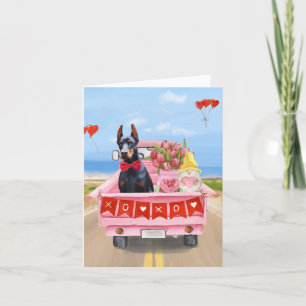Dobermann-Hund Valentinstag Truck Herzen Karte