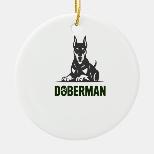 Dobermann-Hund-Vektor 2 Farben Keramik Ornament (Vorne)
