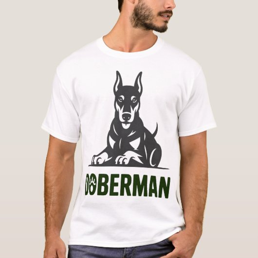 Dobermann-Hund-Vektor 2 Farben T-Shirt (Vorderseite)