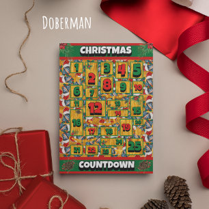 Dobermann-Hund-Weihnachts-Adventskalender Feiertagskarte