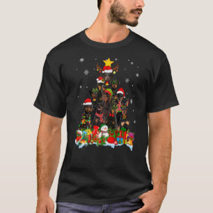 Dobermann-Hund Weihnachtsbaum Lichter Weihnachten T-Shirt