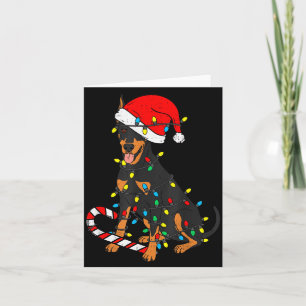 Dobermann-Hund Weihnachtsbeleuchtung Weihnachtsman Karte