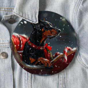 Dobermann-Hund Weihnachtsfest Button