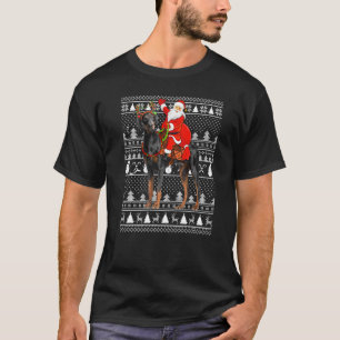 Dobermann-Hund Weihnachtsmann reitet Dobermann hä T-Shirt