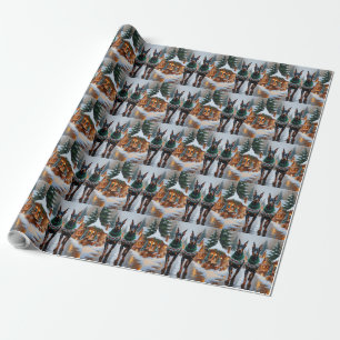 Dobermann Hunde Weihnachten Schnee Feiertag Geschenkpapier