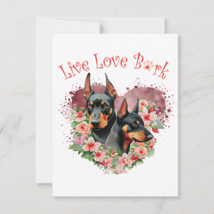 Dobermann-Hundemama Blumenmuster Mitteilungskarte