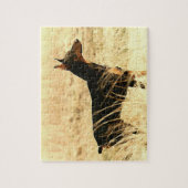 Dobermann in den trockenen Schilfen, die Bild Puzzle (Vertikal)