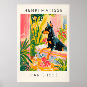Dobermann in der Badewanne, Lustiger Badezimmerpos Poster