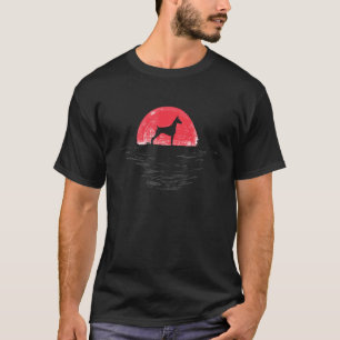Dobermann Japanischer Sonnenuntergang Retro Hund R T-Shirt