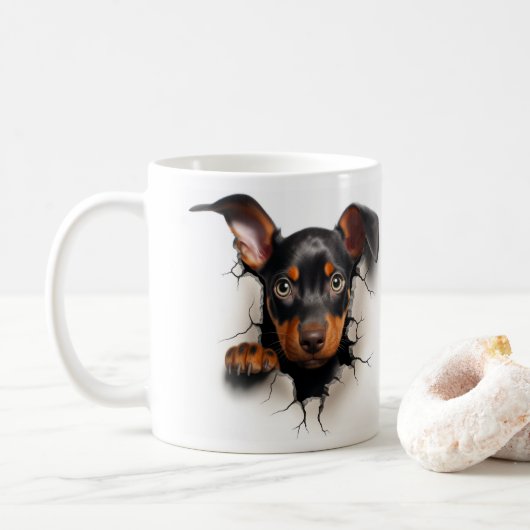 Dobermann kaffeetasse (Mit Donut)