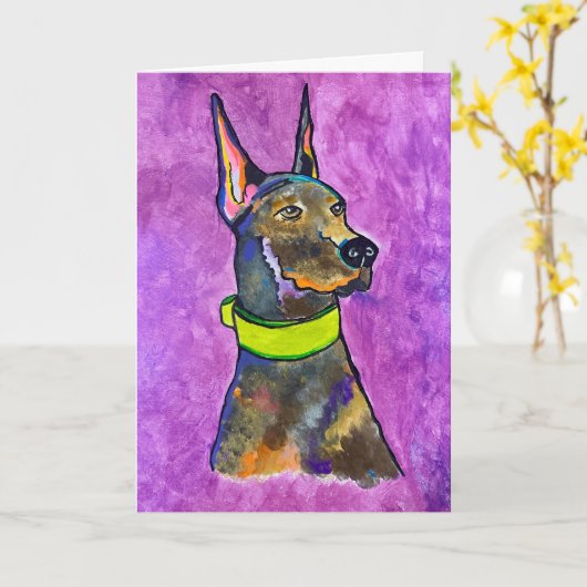 Dobermann karte (Gelbe Blume)