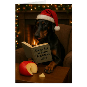 Dobermann 'Käse-Steuer' Weihnachtskarte