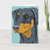 Dobermann-Kopf, Blau, Uncropped Karte (Vorderseite)