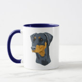 Dobermann-Kopf, Blau, Uncropped Tasse (Links)