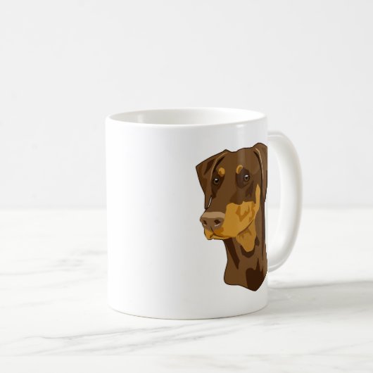 Dobermann-Kopf, Rot, Uncropped Kaffeetasse (VorderseiteRechts)