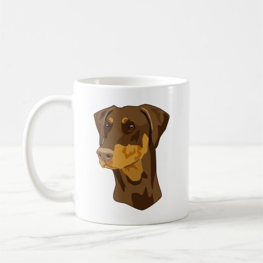 Dobermann-Kopf, Rot, Uncropped Kaffeetasse (Links)