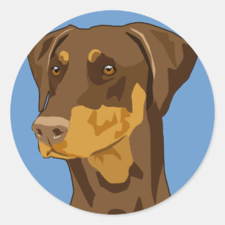 Dobermann-Kopf, Rot, Uncropped Runder Aufkleber