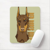 Dobermann-Kopf, rote Dobes Regel Mousepad (Mit Mouse)