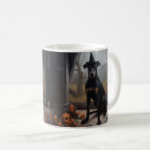 Dobermann-Kürbisse Halloween Gruselig Kaffeetasse (VorderseiteRechts)