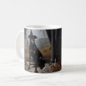 Dobermann-Kürbisse Halloween Gruselig Kaffeetasse (Vorderseite Links)