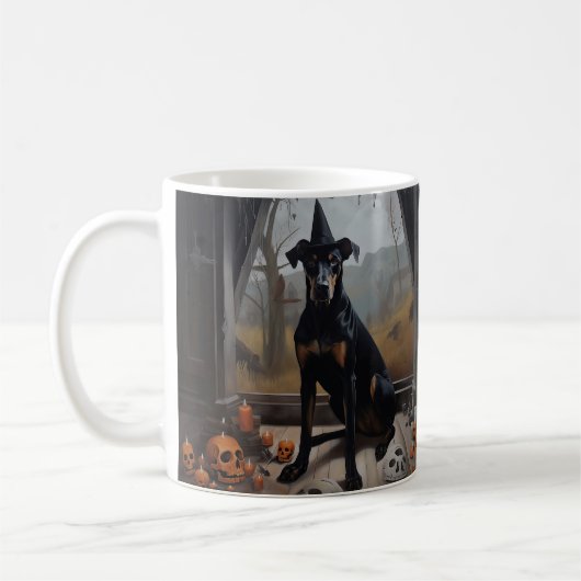 Dobermann-Kürbisse Halloween Gruselig Kaffeetasse (Links)