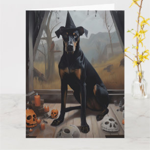 Dobermann-Kürbisse Halloween Gruselig Karte