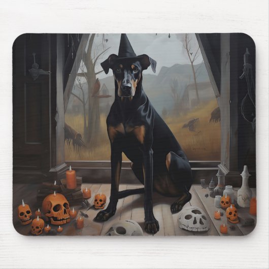 Dobermann-Kürbisse Halloween Gruselig Mousepad (Vorne)