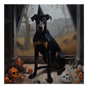 Dobermann-Kürbisse Halloween Gruselig Poster