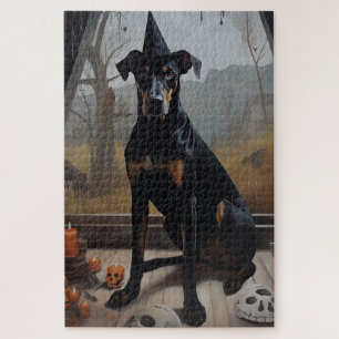 Dobermann-Kürbisse Halloween Gruselig Puzzle